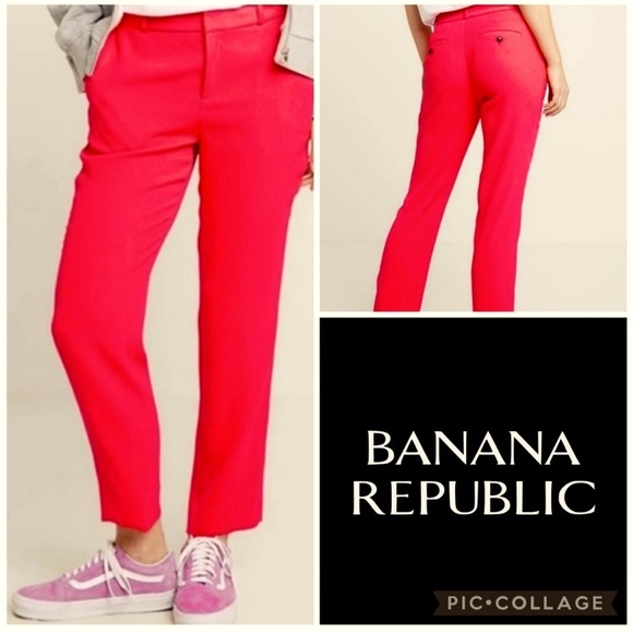 Banana Republic Hot Pink/Neon Pink Avery Slim Fit Pants Size 8 - Picture 1 of 16